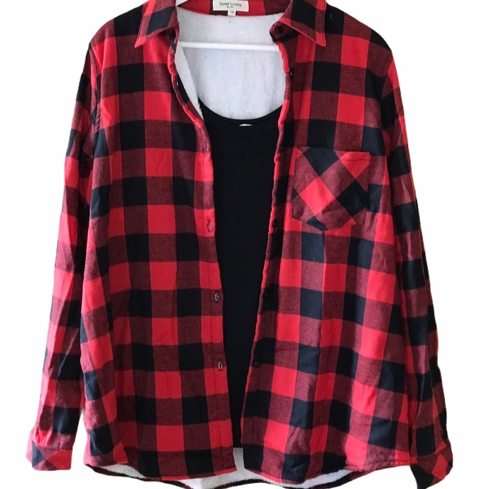 Lined plaid top